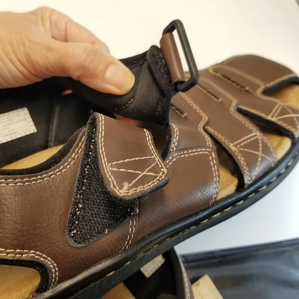Dockers Searose Mens Size 13M Brown Faux Leather Fisherman Sandal Memory Foam